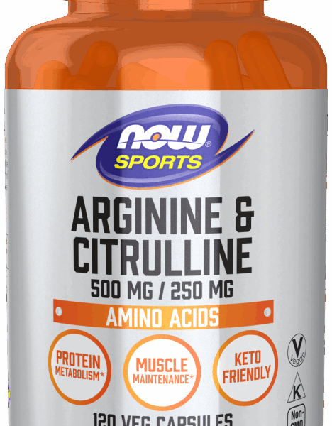 NOW Foods ARGININE 500mg & CITRULLINE 250MG 120 VCAPS