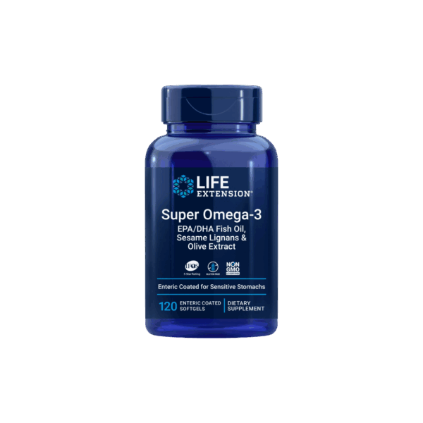 Life Extension Super Omega-3 EPA/DHA Fish Oil, Sesame Lignans & Olive Extract (Enteric Coated) 120 enteric-coated softgels