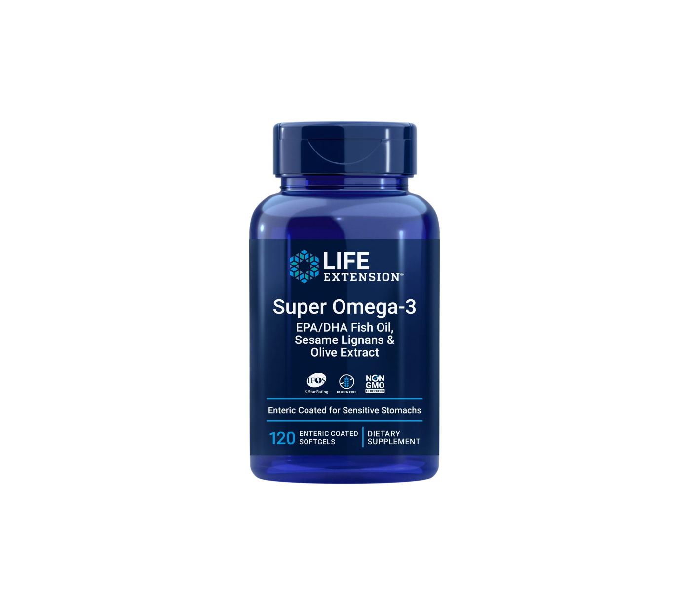 Life Extension Super Omega-3 EPA/DHA Fish Oil, Sesame Lignans & Olive Extract (Enteric Coated) 120 enteric-coated softgels