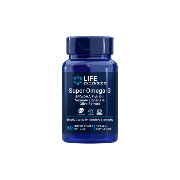 Life Extension Super Omega-3 EPA/DHA Fish Oil, Sesame Lignans & Olive Extract 60 softgels