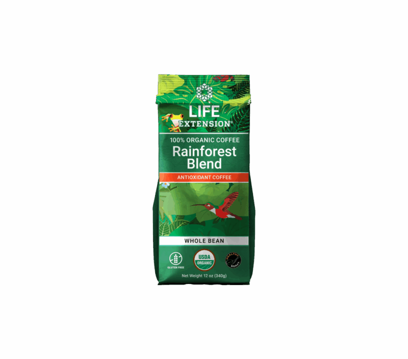 Life Extension Rainforest Blend Whole Bean Coffee 12 oz