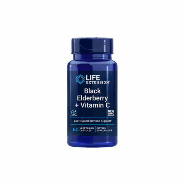 Life Extension Black Elderberry + Vitamin C 60 vegetarian capsules