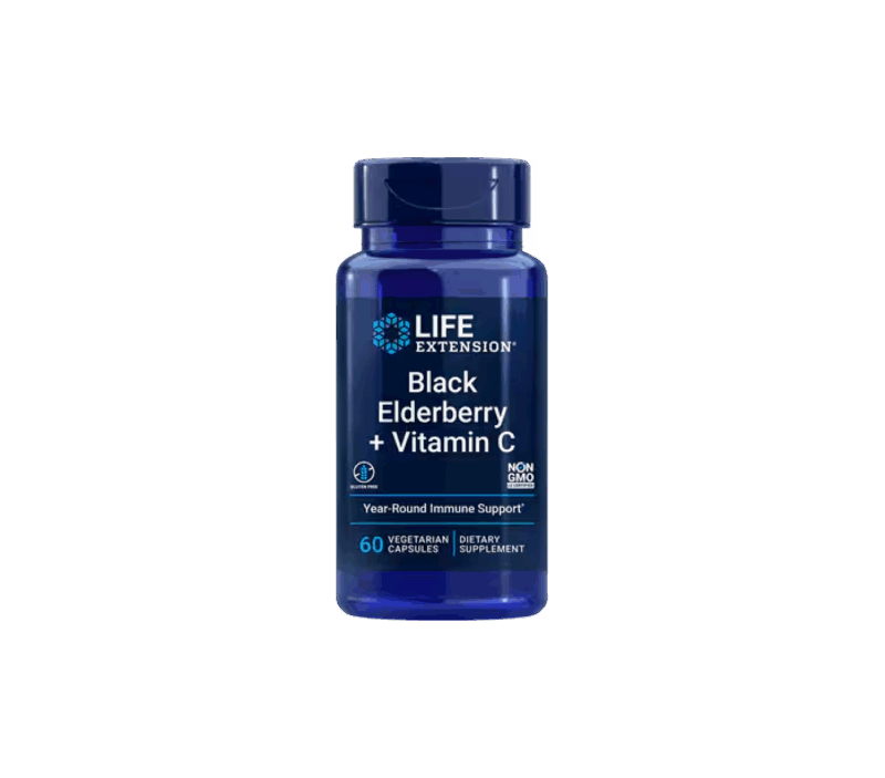 Life Extension Black Elderberry + Vitamin C 60 vegetarian capsules