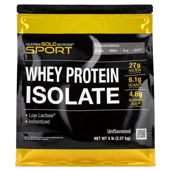 California Gold Nutrition Sport, Whey Protein Isolate, Unflavored, 5 (2.27 kg)
