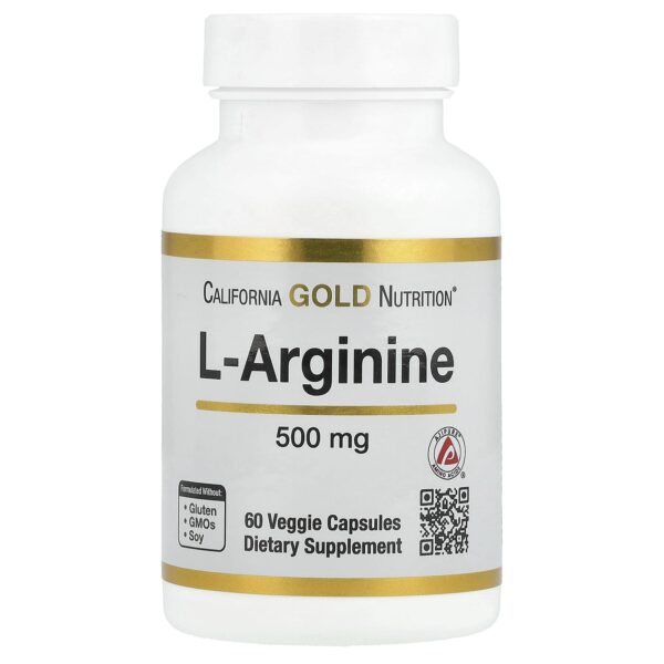 California Gold Nutrition L-Arginine, 500 mg , 60 Veggie Capsules