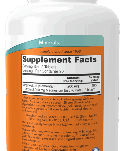 NOW Foods MAGNESIUM GLYCINATE 180 TABS