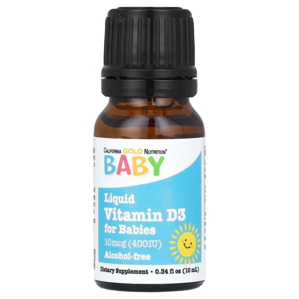 California Gold Nutrition Baby Vitamin D3 Drops, 10 mcg (400 IU), 0.34 fl oz (10 ml)