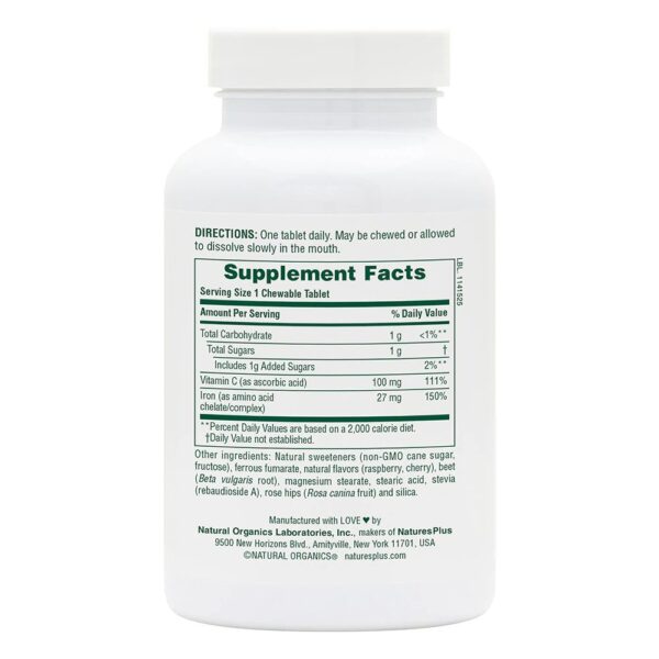 Natures Plus IRON 27 MG HERBAL CHEWABLE 90