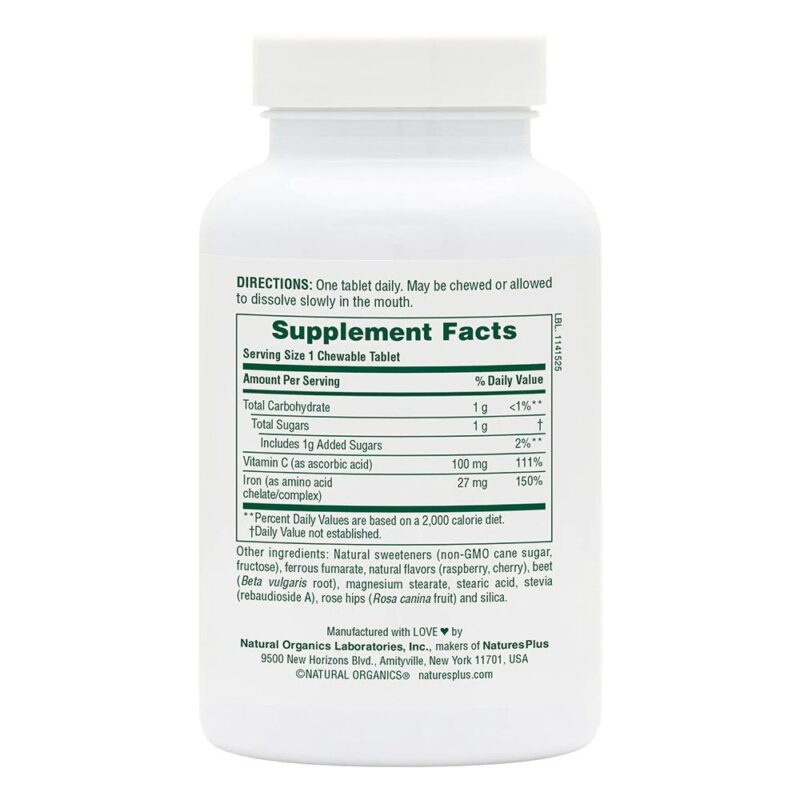 Natures Plus IRON 27 MG HERBAL CHEWABLE 90