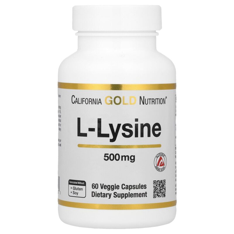 California Gold Nutrition L-Lysine, 500 mg, 60 Veggie Capsules
