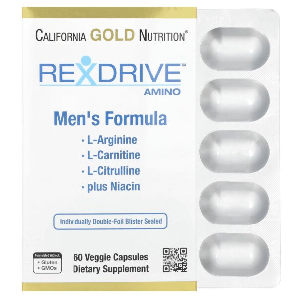 California Gold Nutrition Rexdrive Amino, Men's Formula, 60 Veg Caps