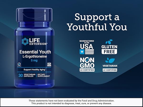 Life Extension Essential Youth L-Ergothioneine 5 mg, 30 vegetarian capsules