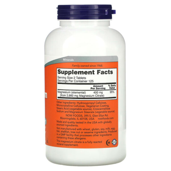 NOW Foods MAGNESIUM CITRATE 200mg 250 TABS