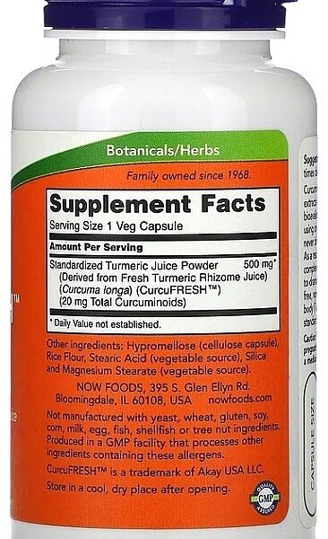 NOW Foods CURCUFRESH(tm) 500MG 60 VCAPS