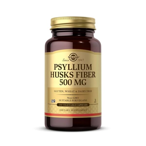 Solgar Psyllium Husks Fiber 500 mg Vegetable Capsules
