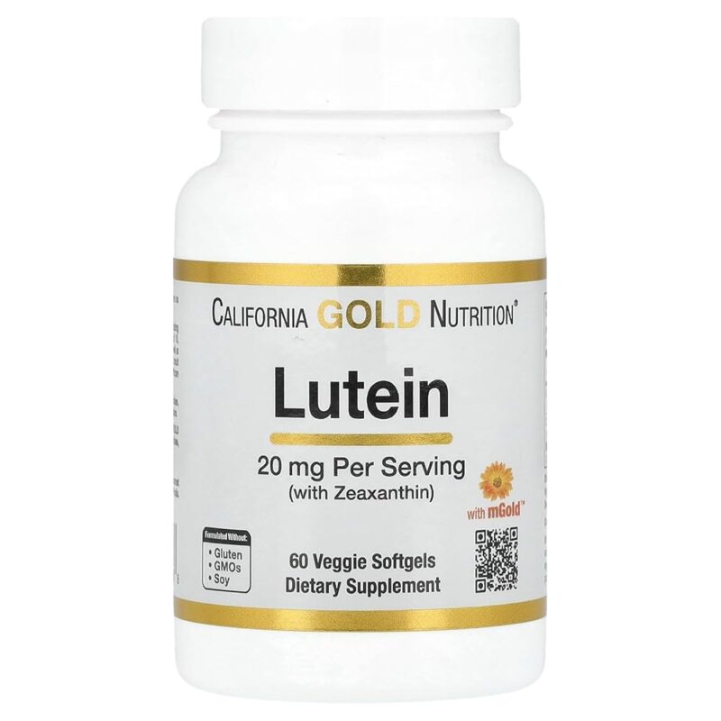 California Gold Nutrition Lutein with Zeaxanthin, 20 mg, 60 Veggie Softgels