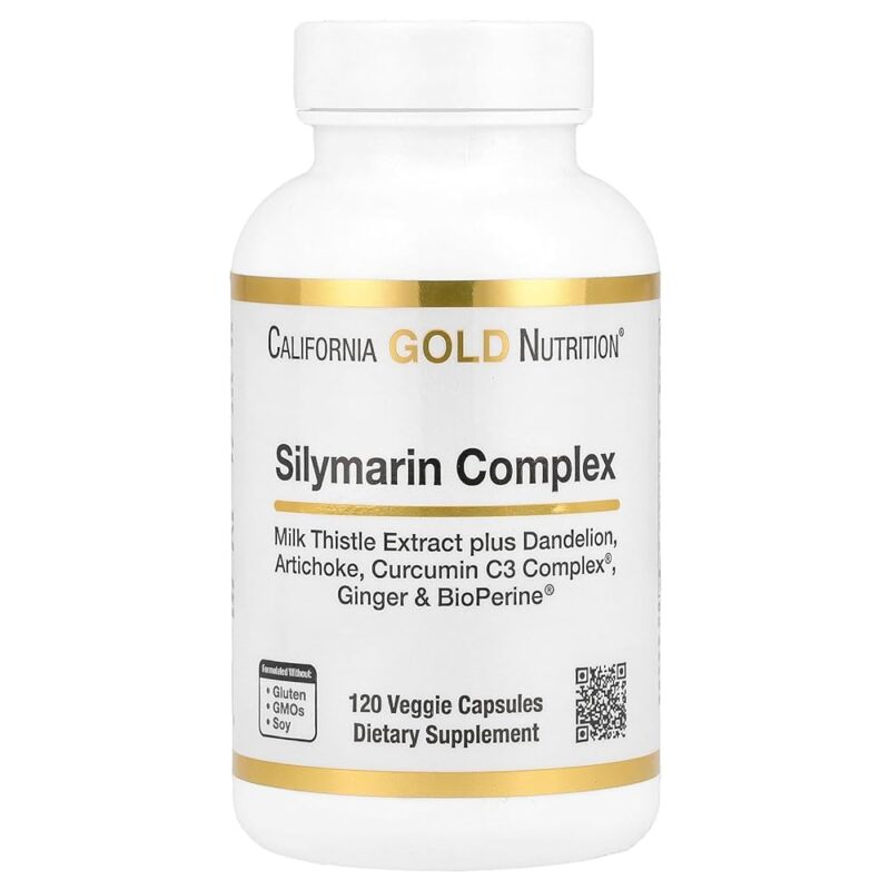 California Gold Nutrition Silymarin Complex, Milk Thistle Extract Plus Dandelion, Artichoke, Curcumin C3 Complex®, Ginger, and BioPerine®, 120 Veggie Capsules