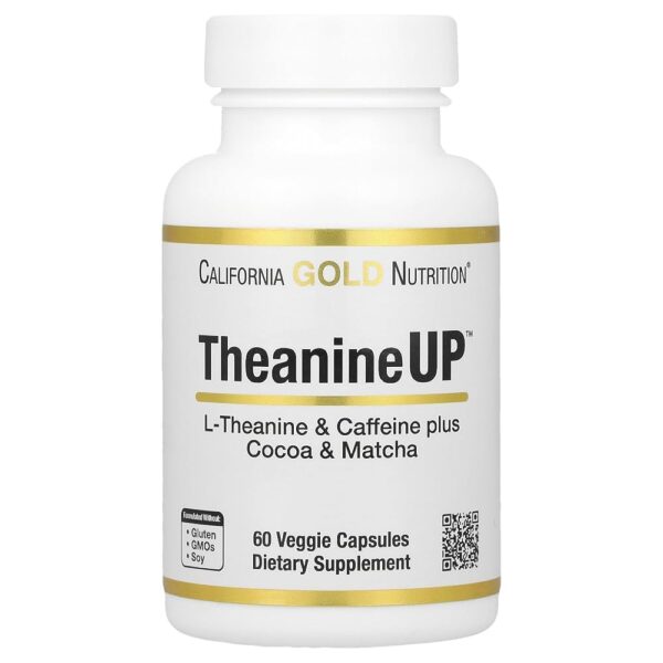 California Gold Nutrition TheanineUP™, L-Theanine & Caffeine plus Cocoa & Matcha , 60 Veggie Capsules