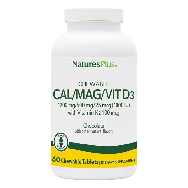 Natures Plus CAL/MAG W/VIT D3+VIT K2 CHOCO CHEW 60