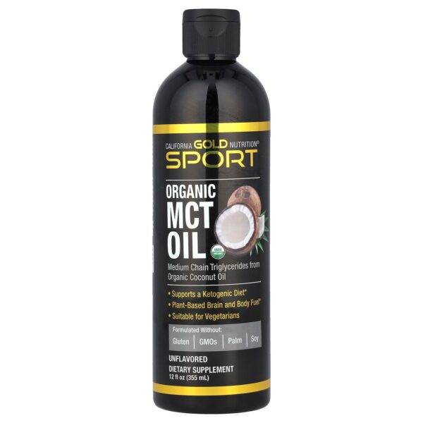 California Gold Nutrition Sport, Organic MCT Oil, Unflavored, 12 fl oz (355 ml)