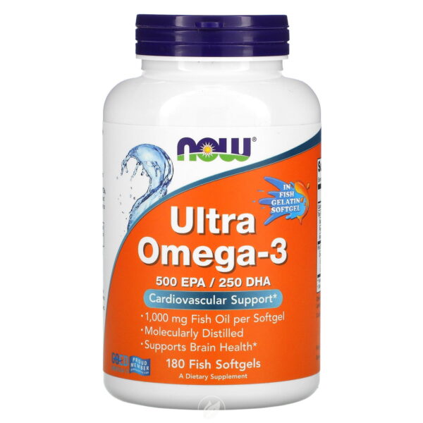 NOW Foods ULTRA OMEGA-3 FO 500/250 FISH GELATIN 180 FSG