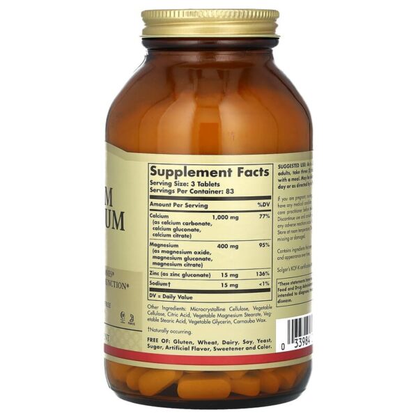 Solgar Calcium Magnesium Plus Zinc Tablets