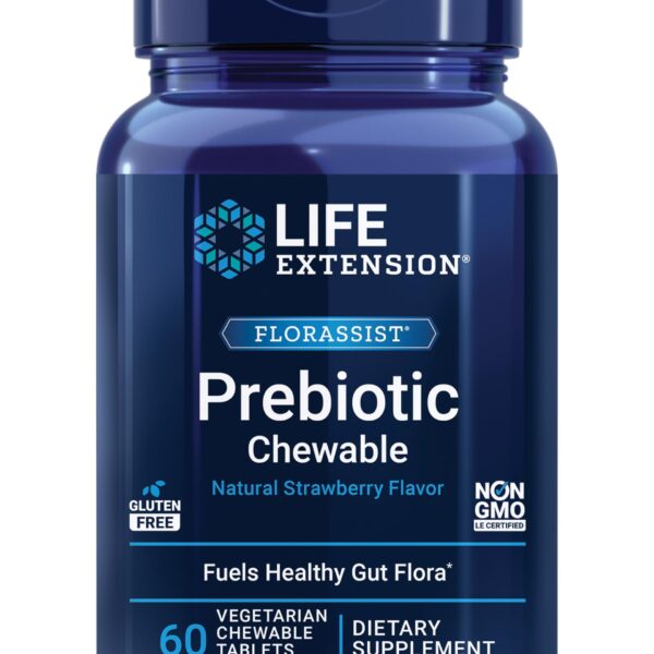 Life Extension FLORASSIST® Prebiotic Chewable (Strawberry) 60 vegetarian chewable tablets