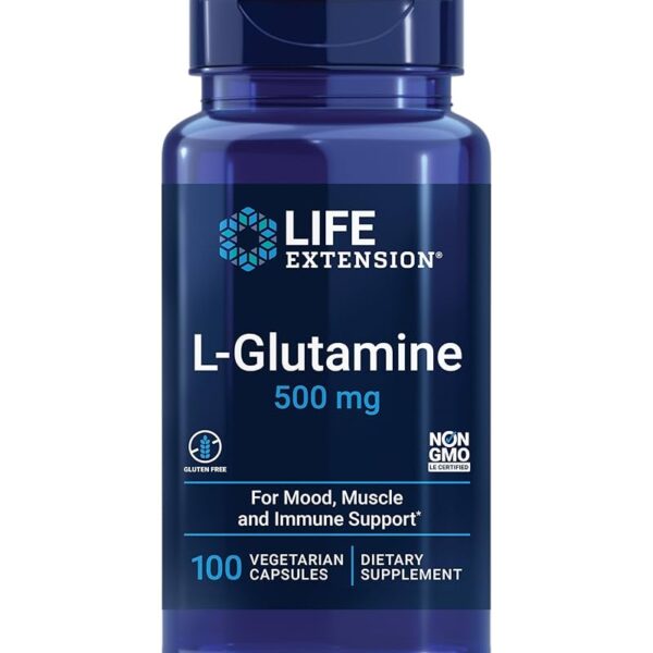 Life Extension L-Glutamine 500 mg, 100 vegetarian capsules