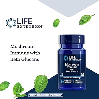 Life Extension Mushroom Immune with Beta Glucans 30 vegetarian capsules