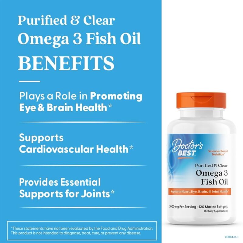 Doctor's Best Purified & Clear Omega 3 Fish Oil 1000mg
