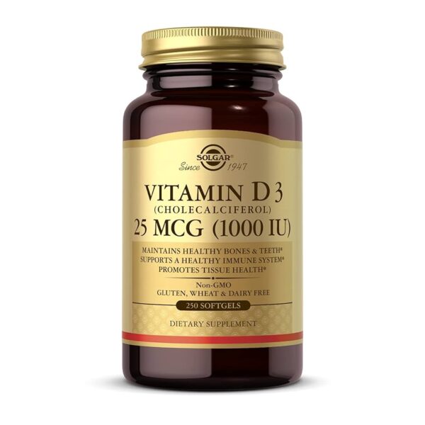 Solgar Vitamin D3 (Cholecalciferol) 25 mcg (1000 IU) Softgels