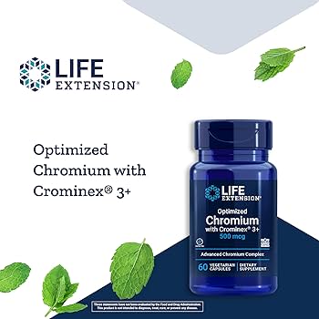 Life Extension Optimized Chromium with Crominex® 3+ 500 mcg, 60 vegetarian capsules