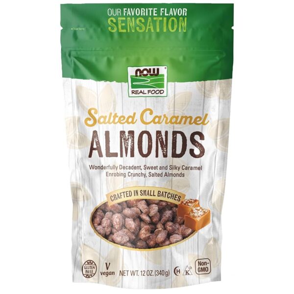 NOW Foods SALTED CARAMEL ALMONDS (DR) 12 OZ