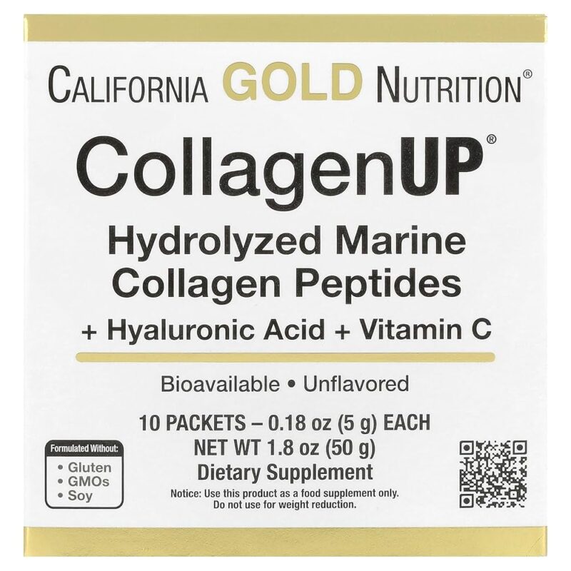 California Gold Nutrition CollagenUP, Hydrolyzed Marine Collagen Peptides with Hyaluronic Acid and Vitamin C, Unflavored, 7.26 oz (206 g)