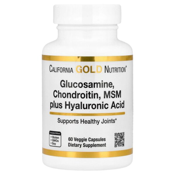 California Gold Nutrition Glucosamine Chondroitin, MSM plus Hyaluronic Acid, 60 Veggie Capsules