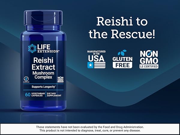 Life Extension Reishi Extract Mushroom Complex 60 vegetarian capsules