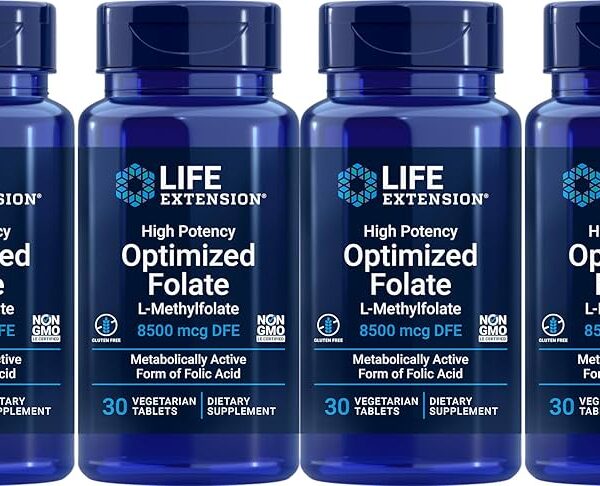 Life Extension High Potency Optimized Folate 8500 mcg DFE, 30 vegetarian tablets