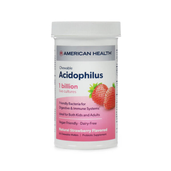 American Health Chewable Acidophilus And Bifidum (1 Billion) Natural Strawberry Wafers