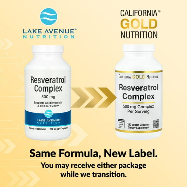 California Gold Nutrition Resveratrol Complex, 500 mg, 250 Veggie Capsules