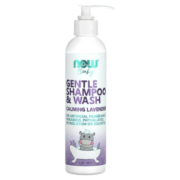 NOW Foods GENTLE BABY SHAMPOO & BODY WASH, CALMING LAVENDER 8 FL. OZ.