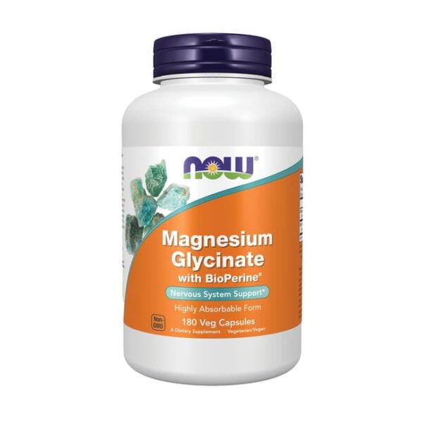 NOW Foods MAGNESIUM GLYCINATE WITH BIOPERINE 180 VCAPS