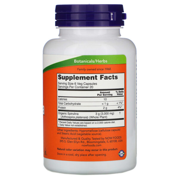 NOW Foods SPIRULINA 500mg 120 VCAPS