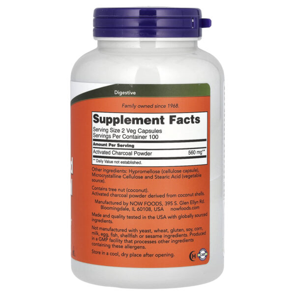 NOW Foods ACTIVATED CHARCOAL 200 VCAPS