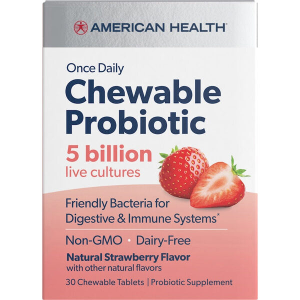 American Health Chewable Probiotic (5 Billion) Natural Strawberry Tablets