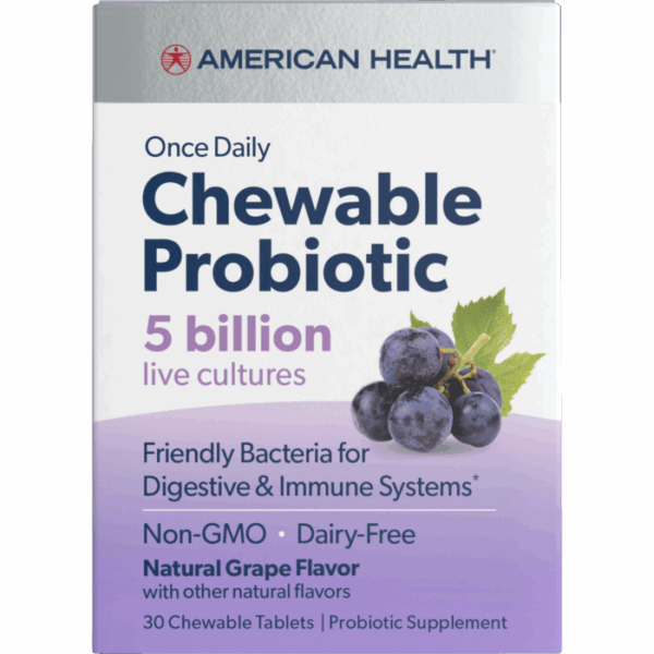 American Health Chewable Probiotic (5 Billion) Natural Grape Tablets