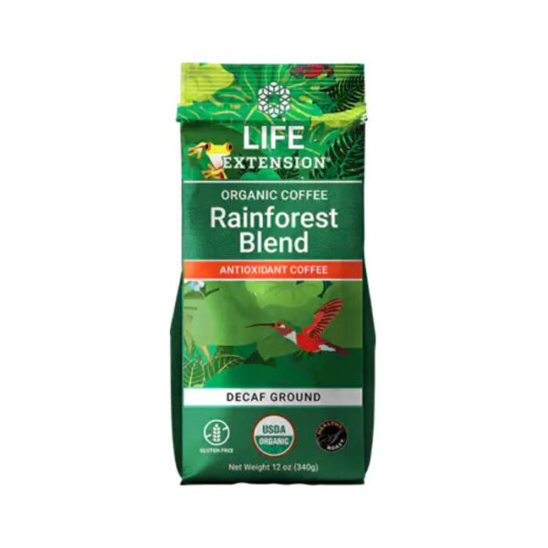 Life Extension Rainforest Blend Decaf Ground Coffee 12 oz