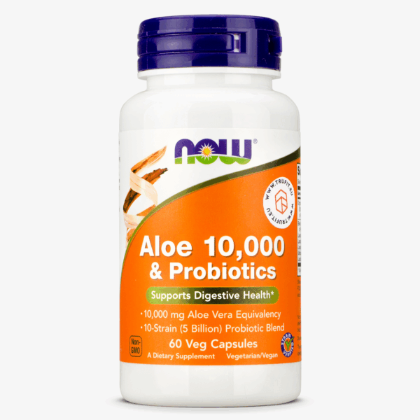 NOW Foods ALOE VERA 10,000 & PROBIOTICS 60 VCAPS