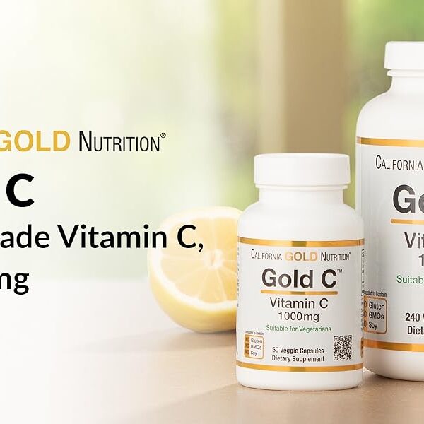 California Gold Nutrition Gold C, USP Grade Vitamin C, 1,000 mg, 240 Veggie Capsules