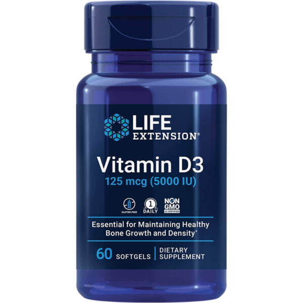 Life Extension Vitamin D3 125 mcg (5000 IU), 60 softgels