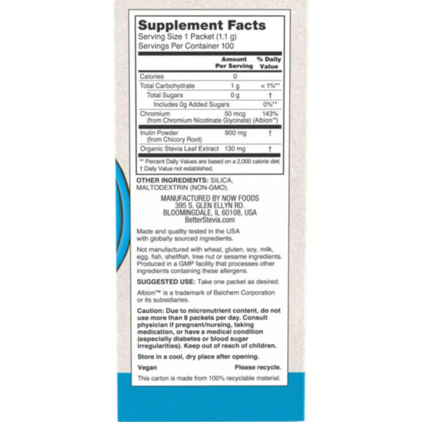 NOW Foods BETTER STEVIA BALANCE PACKETS 100/BOX